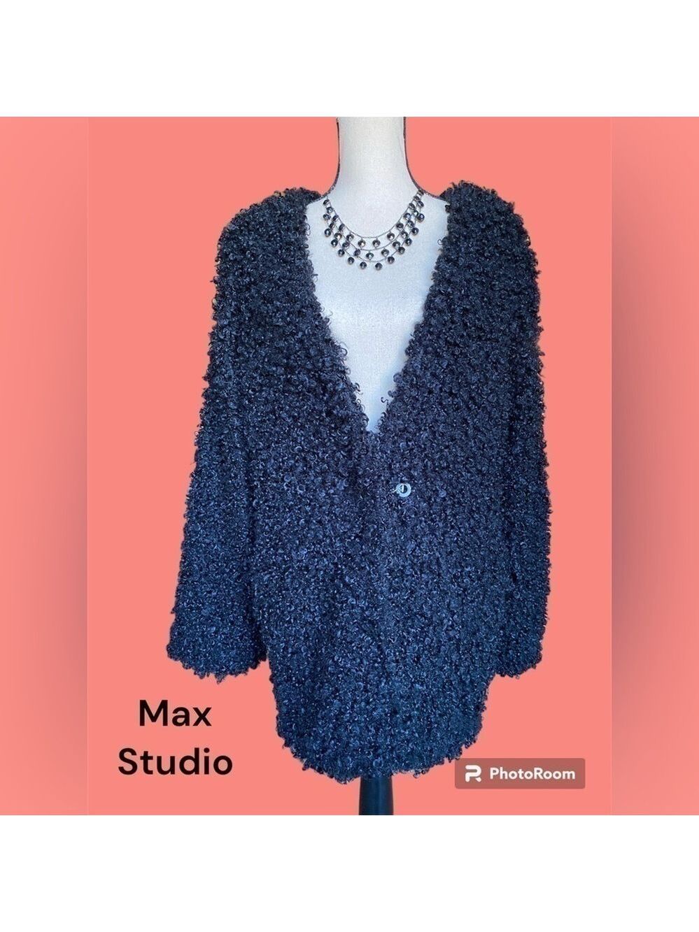 Max Studio- NWT black faux fur coat size medium. Toggle closure front. Pockets